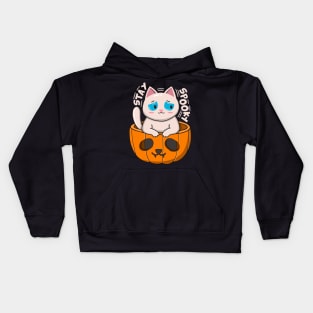 Stay Spooky White Cat Kids Hoodie